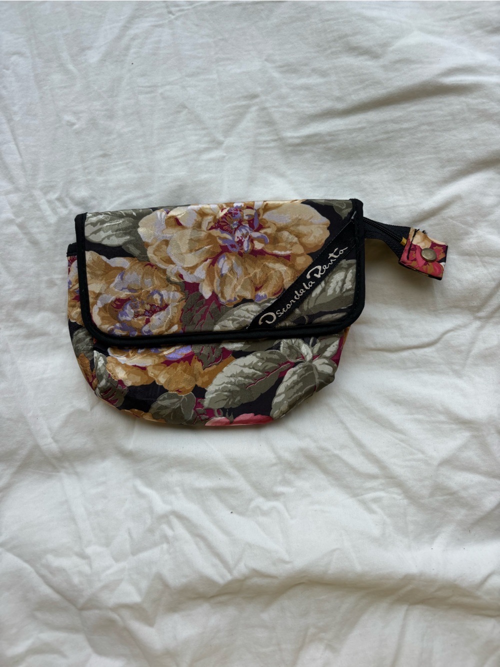 Vintage Oscar de la Renta Floral Brocade Cosmetic Pouch Makeup Bag